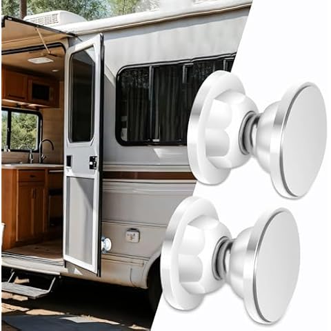Sissinda Magnetic Door Catch, RV Door Holder Baggage Door Catch for RV, Camper, Motorhome,Travel Trailers to Keep Door Open, Sturdy&Durable (White, 1.8 Inch- 2Pack) Cover