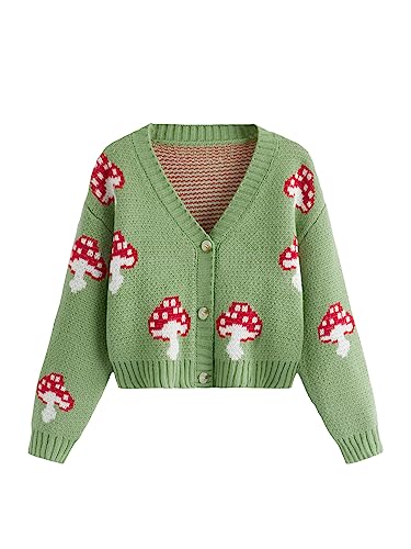 COZYEASE Girls' Cardigan Sweater Long Sleeve V Neck Button Down Cute Knit Cardigan Fall Preppy Clothes