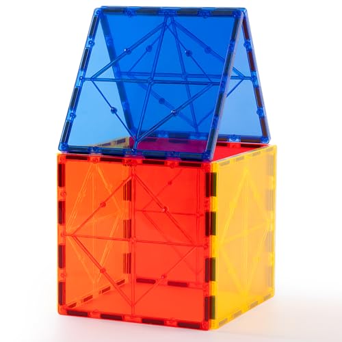 Gemmicc 8 PCS Large Magnetic Tiles,Jumbo Magnet Base Plates,STEM Magnetic Building Blocks for Kids Boys Girls