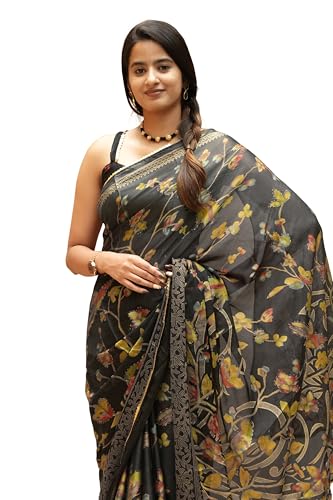 Image of MIRCHI FASHION Saree for Woman Chiffon Colorblock with Foil Work | Shimmer Festive Women's Sari for Wedding Functions and Ceremonies