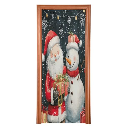 SEHANY Christmas Santa Door Cover Outdoor Decor, High Stretch Fabric Christmas Front Door Cover Christmas Banner Door Cover for Front Door Festive Party Home Decor 36 * 98inch