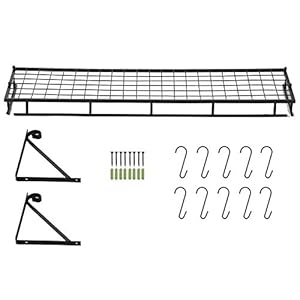 90cm/45cmKeuken Pot Pan Rack Wandmontage Hangend Rek, Sterk en Duurzaam voor Keuken Opslag en Organisatie met 10 Haken…