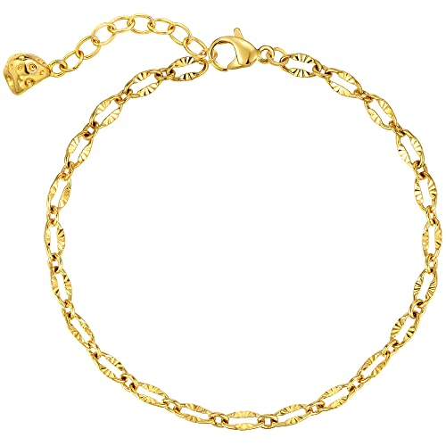Wearon Gold Bracelet For Women 18K Gold Plated Cable Chain Link Bracelet Simple Dainty Jewelry #TOP7