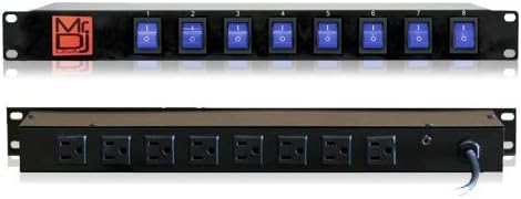 MR DJ PSC300 Rack Mountable 8 Port Power Switcher Surge Protectors Blue Toggles ON/OFF Power Center, Power Strip