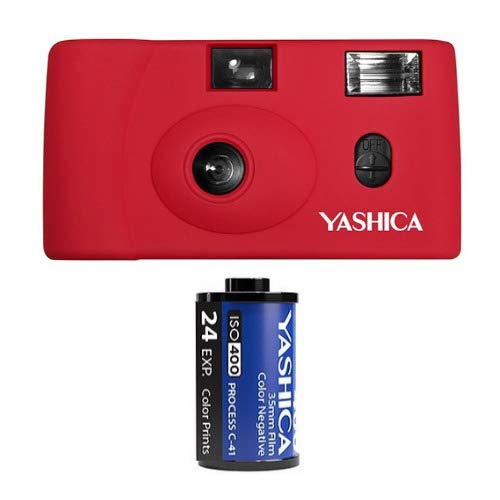 YASHICA MF-1 Snapshot Art 35mm Film Camera Set (Red) with (1