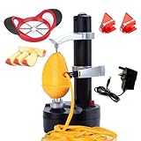 AIHANCH Electric Potato Peeler Automatic [1 Adapter 2 Extra Blades] - Auto Apple Peeler Smart Vegetable Fruit Peeler Machine Stainless Steel Kitchen Peeling Tool with Apple Slicer Corer (Black-S)