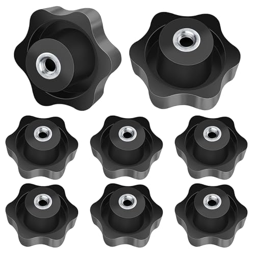 FYting Stella Testa Serraggio Dadi M8,8 Pezzi Dado Di Serraggio Nero Manopola di bloccaggio con filettatura femmina dado in plastica nera M8 per attrezzature industriali per macchinari-50mm