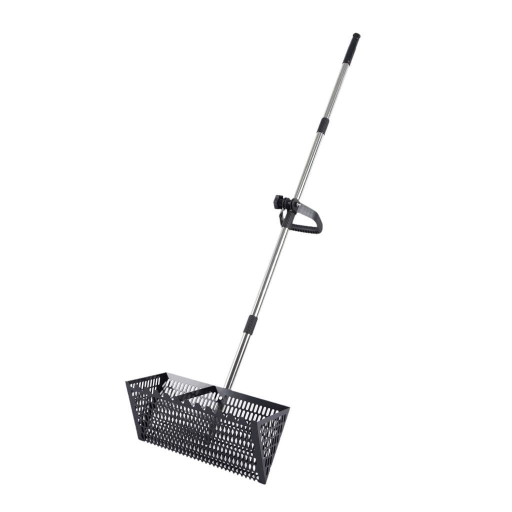 Rastrillo de Arena con Desmontable de Acero Al Carbono, Mango Largo, Dientes Afilados, Forma Ergonómica, Adecuado para Y La Jardinería, Negro