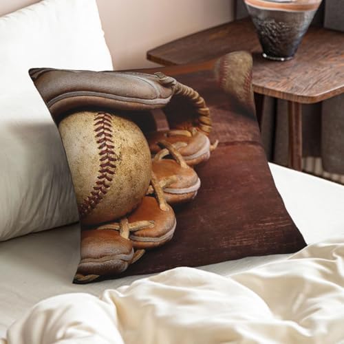 Taies d'oreiller baseball texture lin, lot de 2 housses coussin imprimé graphique durable - 8