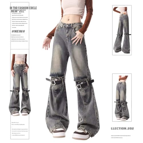 Washed Yellow mud Jeans, American Retro Y2K Style Pants, Goth Wide Leg Denim Micro Flared Pants Trend4