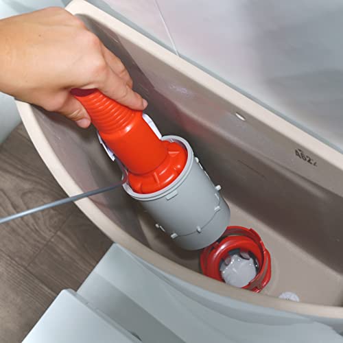 Wirquin 10724143 Double Flush Toilet Flush Mechanism with Push Button Cable Easy Click, Grey and Red - Image 3