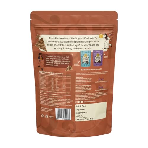 Image of The Belgian Waffle Co Waffle Crisps Combo Pack (3 Flavors) - Cookie & Cream, Double Choco, Classic Choco (85g Each) | Thin, Crunchy, Eggless, Baked Not Fried, Healthy Snacks for Breakfast