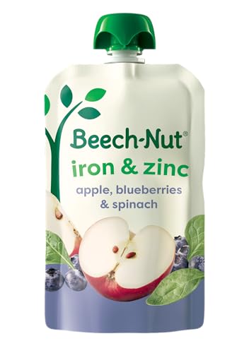 Image of Beech-Nut Baby & Toddler Food Pouches with Iron & Zinc, Apple Blueberry & Spinach Puree, 3.5 oz (12 Pack)