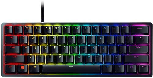 Razer Huntsman Mini (Red Switch) - 60% Compact Gaming Keyboard (Linear Optical-Mechanical Switches, Doubleshot PBT Keycaps, Detachable USB-C Cable) UK Layout | Black