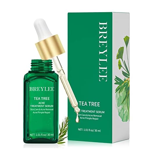 Tea Tree Oil Serum, BREYLEE Acne Treatment for Prone Face Sensitive Skin Care, Cystic Acne Pimples Scars Remover, Redness Relief, Niacinamide Facial Moisturizer, Anti Aging Essence, 30ml/1.01fl oz