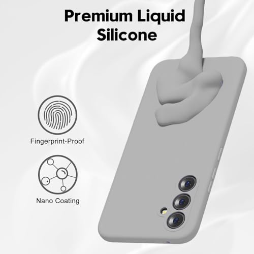 Image of DIZORO Microfiber Candy Case Compatible for Samsung S24 fe Smooth Touch Cushion Liquid Soft Silicone Gel Rubber Phone Cases Non-Slip Full Body Protective Back Cover - Titanium Grey