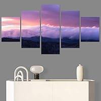 SIGNWIN 5 Panel Canvas Wall Art Foggy Mountains for Home Decorations Ready to Hang - 60