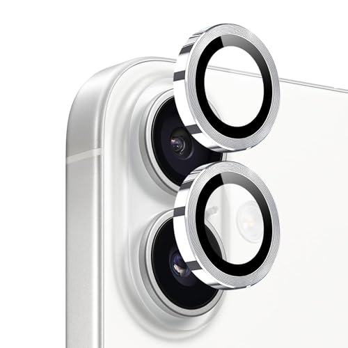 Image of amazon basics Camera Glass Lens Protector Ring for iPhone 17 Case Friendly with Edge to Edge Coverage and Easy Installation (Silver)