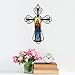 Stonebriar Decorative Scrolled Metal Cross Wall Sconce with Jesus LED Candle, Religious Gift Ideas for Friends and Family