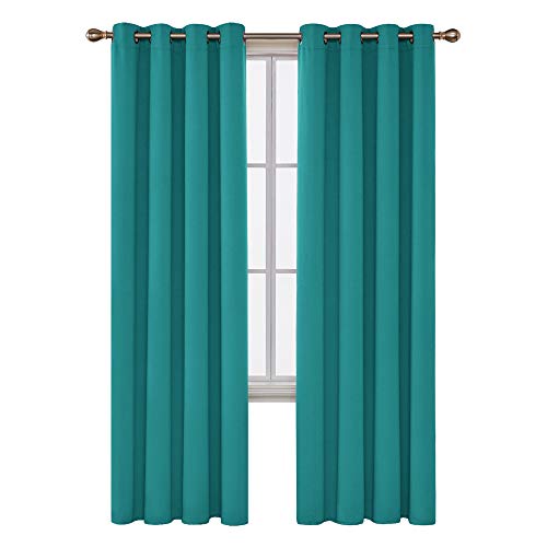 Image of Deconovo Blackout Curtain Darkening Panel for Bedroom or Living Room Grommet Thermal Insulated Lighting Reduce Drape, 52 x 95 Inch, Turquoise