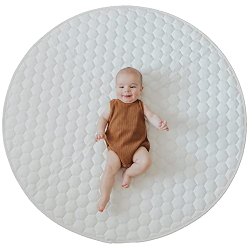 Image of Sunshine & Poppy - Leather Baby Play Mat - Under High Chair Mat, Baby Crawling Mat, Large Floor Cover, Waterproof and Wipeable Leather, Spill and Food Splat Protection, Anti-Slip Base, Girls and Boys