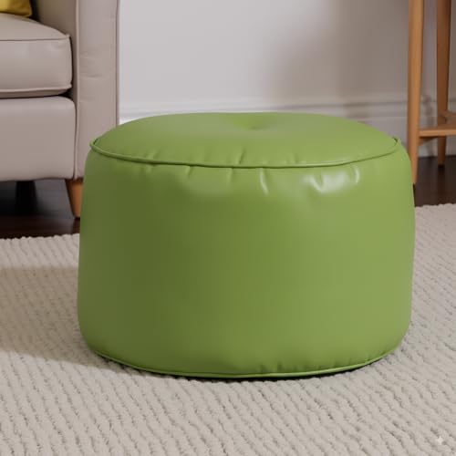 Image of Premium Faux Leather Footstool /Footrest /Pouffe | EPS Beans Filled | Ready to Use | Soft Cushioned Ottoman | Durable Leatherette Finish | Living Room, Bedroom & Office Color- (Green)