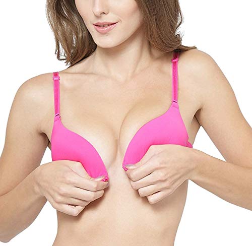 Image of Voler Haut Women Front Open Padded Underwired Pushup Bra Dark Pink