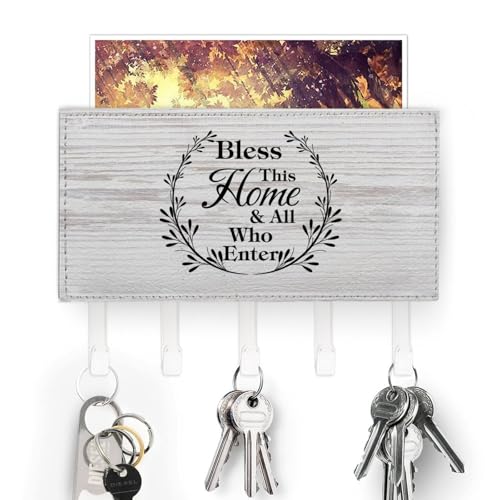 Rustic Wall Mount Key Holder with 5 Hooks