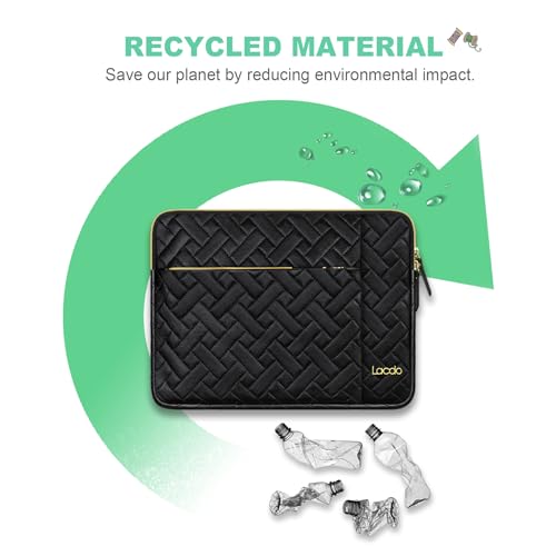 Image of Lacdo Laptop Sleeve Case for 14 inch New MacBook Pro M3 Pro Max / M3 / M2 / M1 Pro Max A2992 A2918 A2779 A2442 2023-2021, 13.5 inch Microsoft Surface Laptop 6 5 4 3 2 1 Computer Bag, Elegant Black