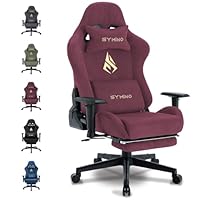 Symino Gaming Chair, Computer Chair with Footrest, Headrest and Lumbar Support, Ergonomic PC Chair, Height Adjustable Rotating Task Chairs, Red
