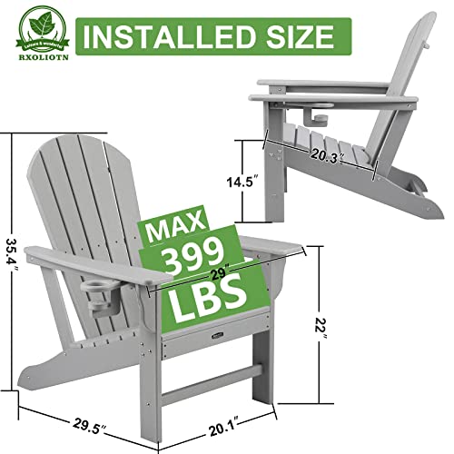 Rxoliotn Adirondack Folding Chair, Patio Chairs With Cup Holder, Plastic Outdoor Furniture, Fire Pit Chairs, Hdpe Lawn Chairs For Garden/Backyard/Deck/Pool #TOP2