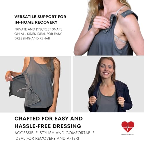 Image of Inspired Comforts Post Surgery Mastectomy Recovery Tank Top with Drain Pocket & Snap-Access