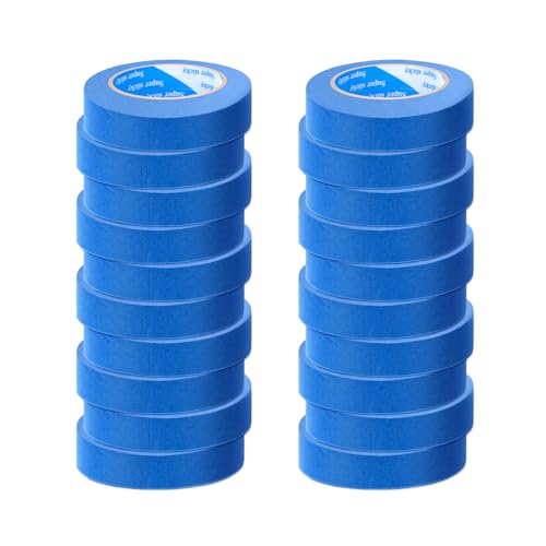 SUNSHINETOP Blue Painters Tape 20 Rolls Paint Tape 1 Inch Wide (0.98 in. x 55 Yds) Blue Masking Tape Protects Surfaces Painters Tape for Indoor and Outdoor Use Easy Removal (20PCS)