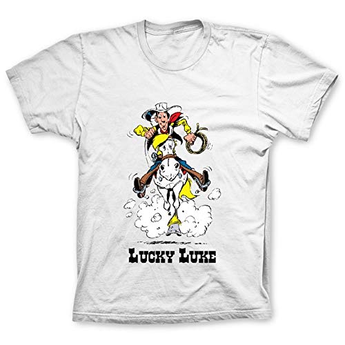 T-shirt Lucky Luke au galop souvenirs d'enfance en coton blanc taille S