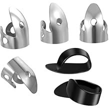 6PCS Finger Picks for Acoustic Guitar,Guitar Finger Picks Metal Fingers Pick Adjustable Bass Fingers Pick Including Stainless SteelFinger-Picks and ThumbPicks for Guitar, Banjos and Other Instrument