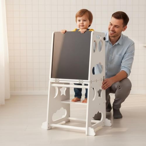Tour d'observation stable et pliable en bois blanc pour enfants