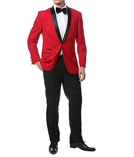 Men's Red Jacket Black Pants Suits 2 Pieces Wedding Suits for Men Groom Tuxedos Party Suit