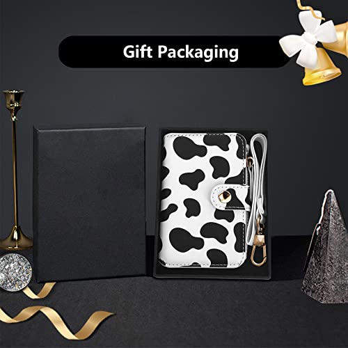 Image of M-Plateau RFID Blocking Keychain Wallet With Leather Wrist Strap | Keychain Wristlet, Womens Card Holder with Zipper Coin Pocket and ID Window (Cow Print)
