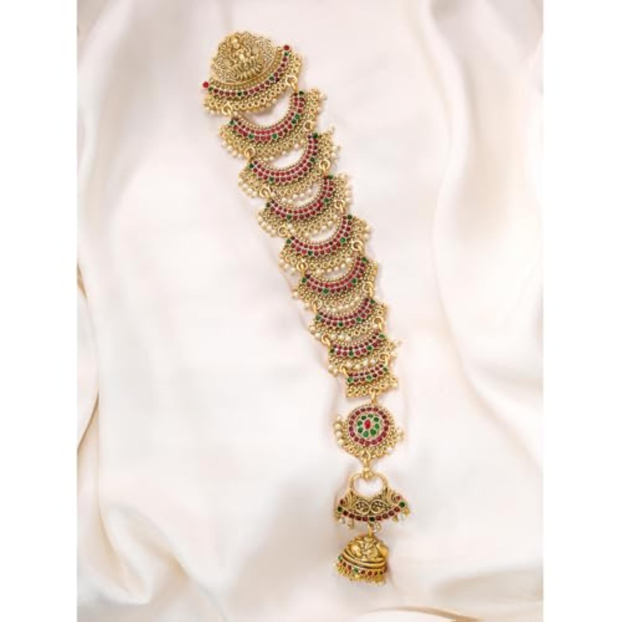 Gold Plated Faux Ruby & Emerald Beads Juda Pin for Women