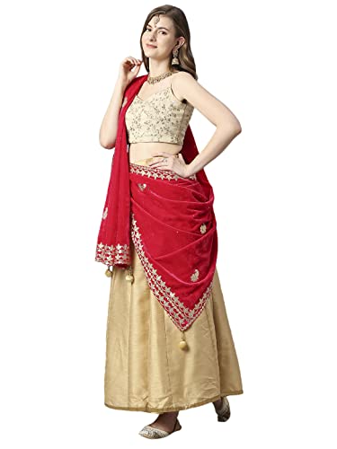 Women's Gotta Patti Work Velvet Dupatta With Danglers2