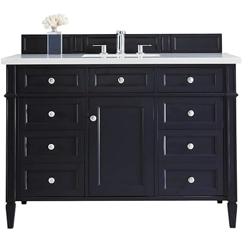 James Martin Vanities 650-V48-3AF Brittany 48" Single Basin Poplar Wood Vanity Set with 3 cm Arctic Fall Solid Surface Vanity Top and Rectangular Sink - Victory Blue