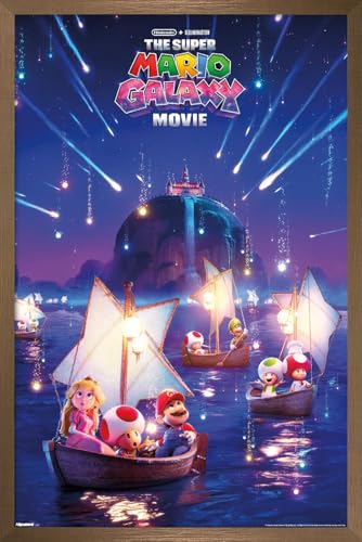 Trends International Nintendo The Super Mario Galaxy Movie (2026) - Boat One Sheet Wall Poster, 34L x 22.4W, Bronze Framed Version