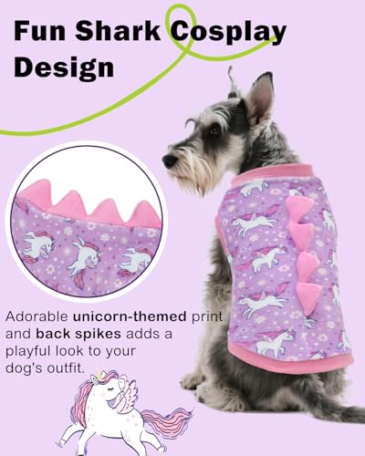Image of CuteBone Dinosaur Costume Dog Shirt, Stretchy Velvet T-Shirt Clothes for Small Dogs, Soft & Breathable Pet Tee Outfit Cat Apparel for Daily Wear, Cozy Pullover Design Puppy Fashion COSBX07L