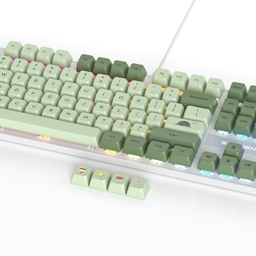 Image of surmen Sage Green Mechanical Gaming Keyboard- 104 Key Full Size Wired Keyboard with Number Pad, Thocky & Creamy Sound, RGB Backlit Anti-Ghosting - Quiet Red Switch for PC Gamers & Typists (104 Green)