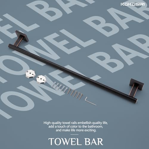 Image of KOKOSIRI Bathroom Towel Bar Bath Towel Holders for Toilet Kitchen Cabinet Wall Mount 24 Inch Oil Rubbed Bronze Stainless Steel B4005ORB-L24