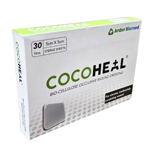 COCOHEAL Natural Coconut Derived Cellulose Dressing 5 x 5 cm | Non-Adhesive & Non-Pyrogenic Wound Care Sheet | Single Use Only | Skin-Friendly Medical Dressing for Burns, Cuts & Injuries-image-27
