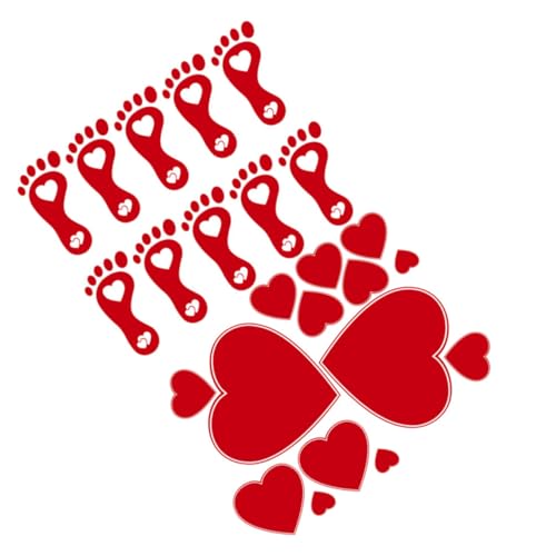 POPETPOP Pegatinas de Pared Autoadhesivas en PVC 30X92 CM Diseño de Corazón y Huellas para Decoración Romántica de Pisos y Ventanas en Hogar Fiestas y San Valentín