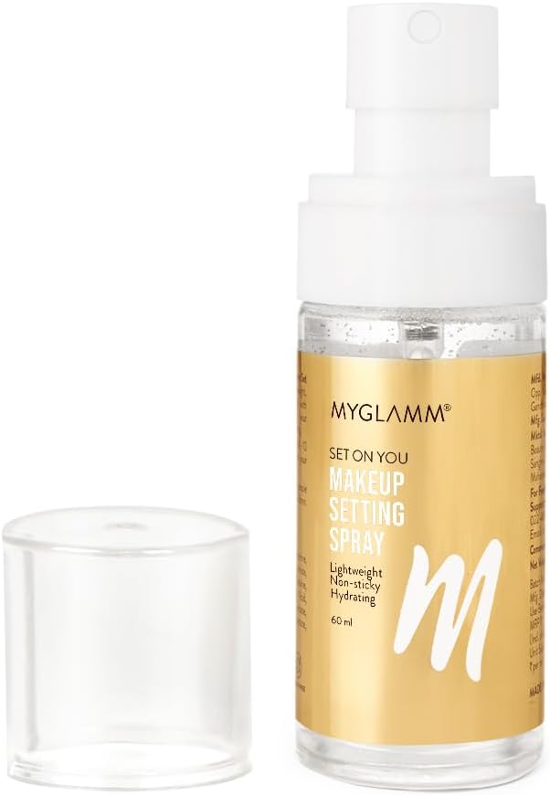 MyGlamm Set On You Setting Spray (60ml) | Long Lasting Makeup Fixer Spray for All Skin Types & Contains Hyaluronic Acid, Niacinamide & Aloe Extract