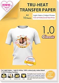 TransOurDream Tru-Transfer Paper for Light Fabric Inkjet 10 Sheets A4 Iron on Transfers for T Shirt Printing Paper infusible Ink Transfer Sheets Printable Heat Transfer Vinyl Easy to Use (TOD-2)