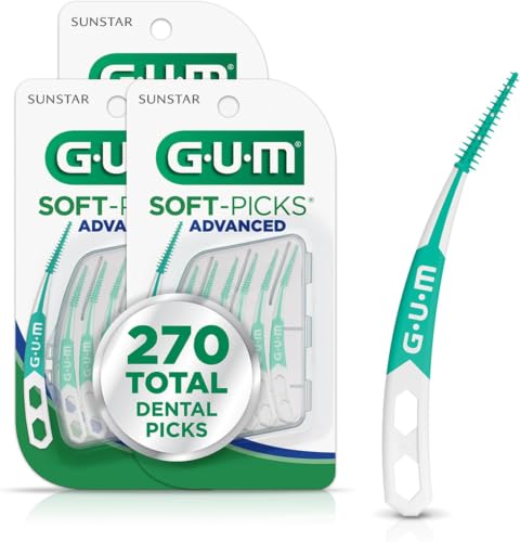 GUM Soft-Picks Advanced,Easy to Use Dental Picks for Teeth Cleaning Health,Disposable Interdental Brushes with Convenient Carry Case,Dentist Recommended DentalPicks,90 Count (Pack of 36)